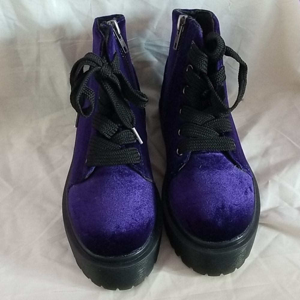 Purple velvet slayr boots